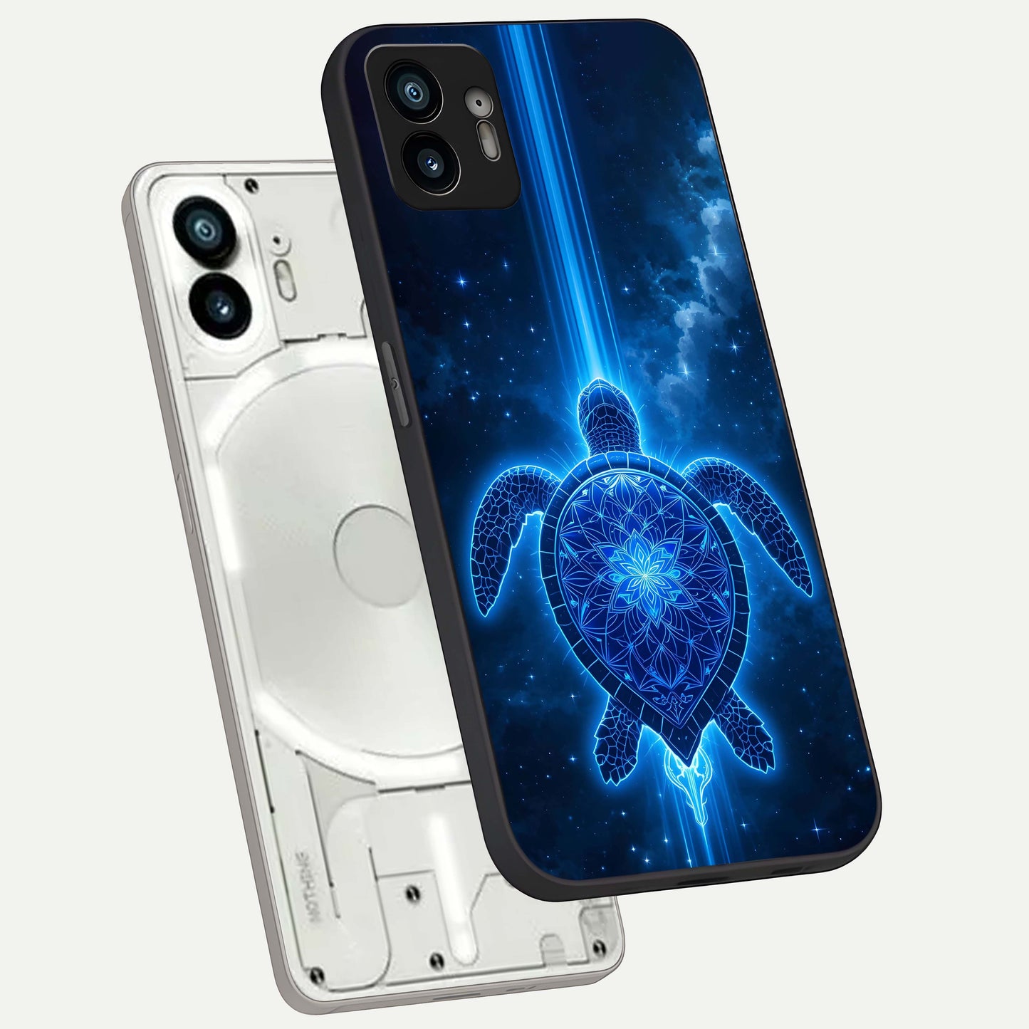  Blue Galaxy Turtle phone case For Nothing Phone 2 showing premium glass back cover with detailed artwork