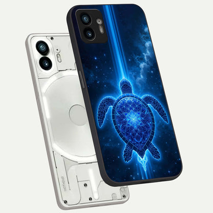  Blue Galaxy Turtle phone case For Nothing Phone 2 showing premium glass back cover with detailed artwork