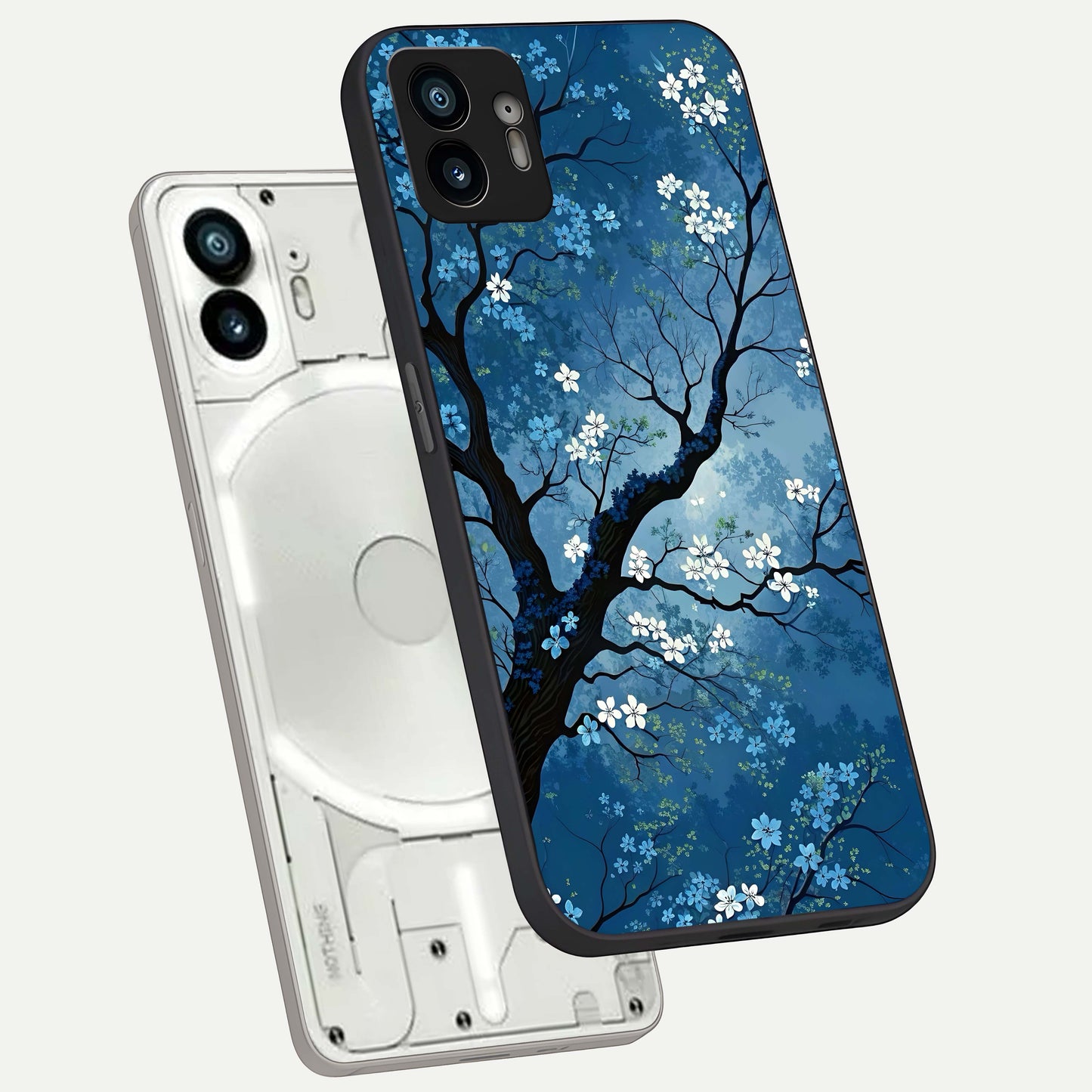  Blue Tree Serenity phone case For Nothing Phone 2 showing premium glass back cover with detailed artwork