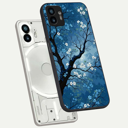  Blue Tree Serenity phone case For Nothing Phone 2 showing premium glass back cover with detailed artwork