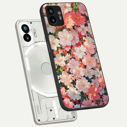  Blush Bloom Field phone case For Nothing Phone 2 showing premium glass back cover with detailed artwork