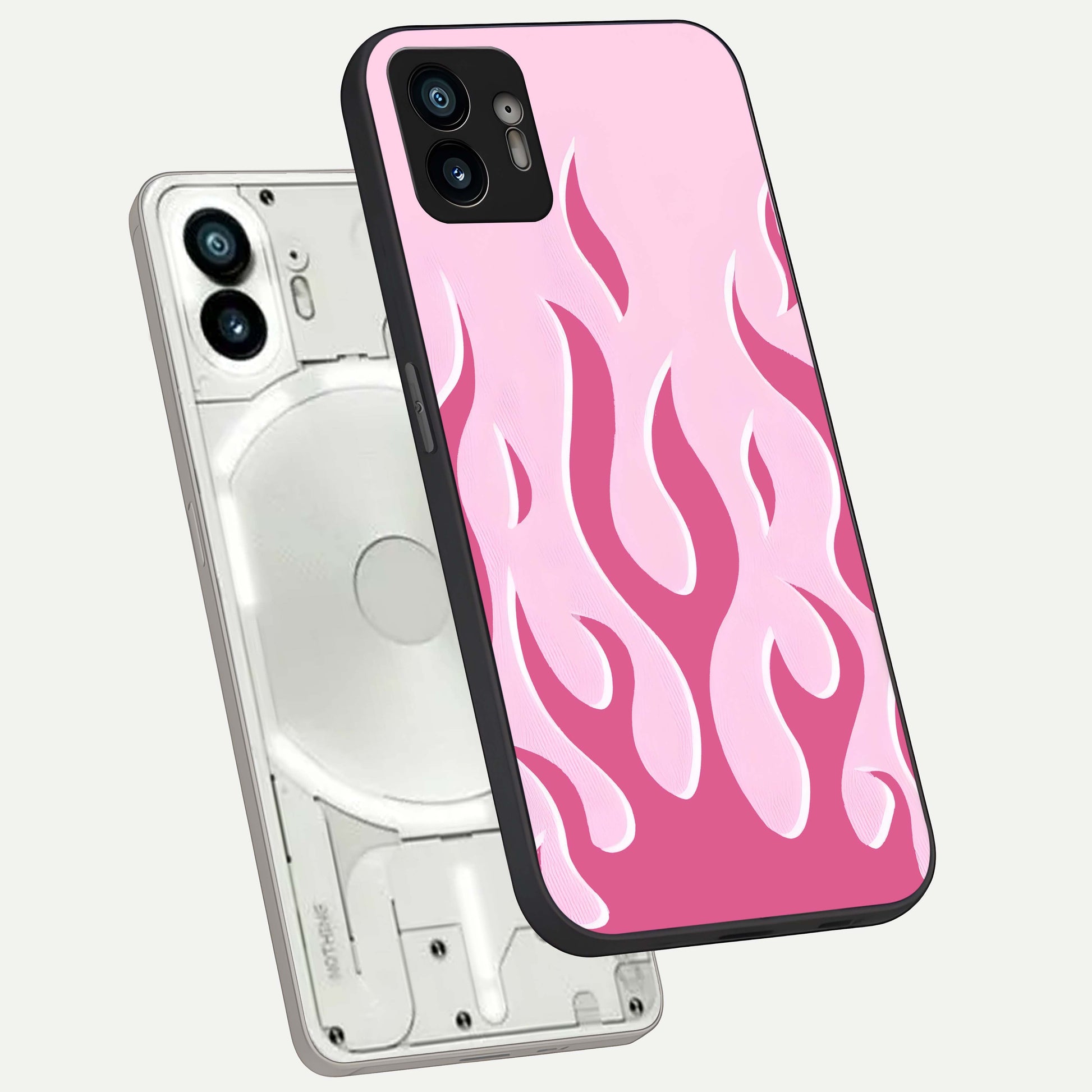  Blush Flame Energy phone case For Nothing Phone 2 showing premium glass back cover with detailed artwork