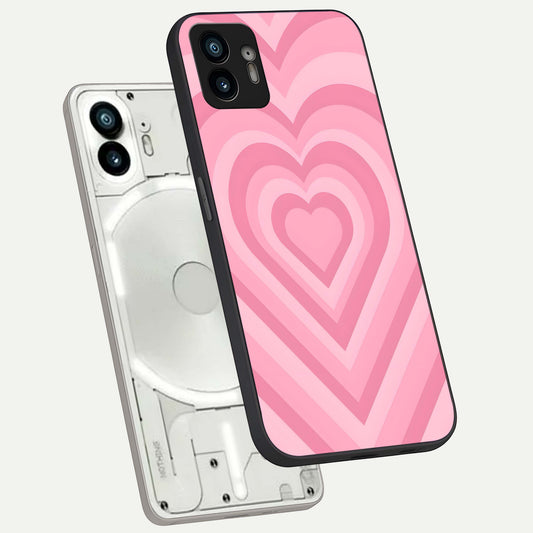  Blush Heart Waves phone case For Nothing Phone 2 showing premium glass back cover with detailed artwork