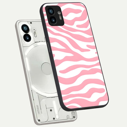 Blush Zebra Flow phone case For Nothing Phone 2 showing premium glass back cover with detailed artwork
