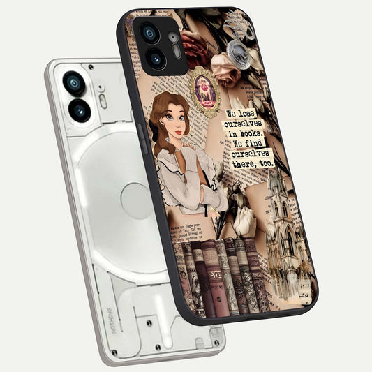  Bookish Dream World phone case For Nothing Phone 2 showing premium glass back cover with detailed artwork
