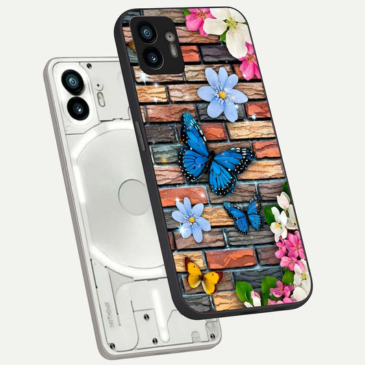  Brick Bloom Flight phone case For Nothing Phone 2 showing premium glass back cover with detailed artwork