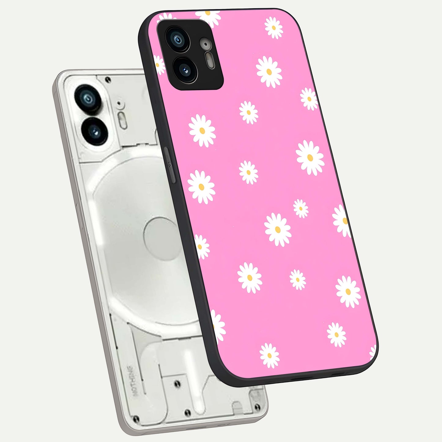  Bubblegum Daisy Pop phone case For Nothing Phone 2 showing premium glass back cover with detailed artwork