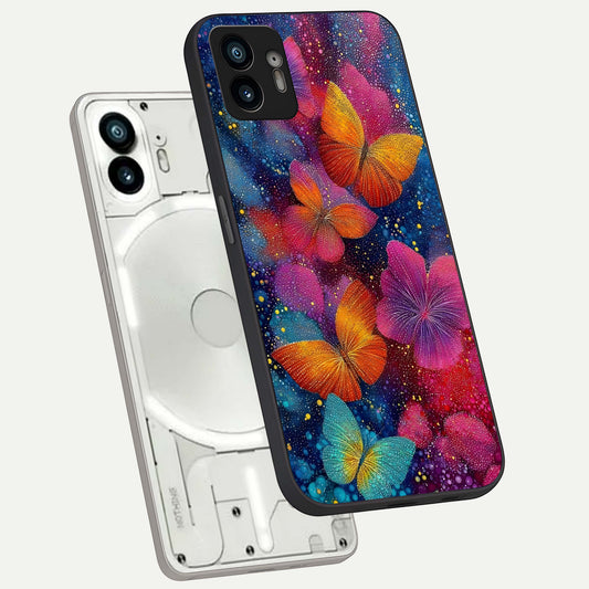  Butterfly Dream Mist phone case For Nothing Phone 2 showing premium glass back cover with detailed artwork