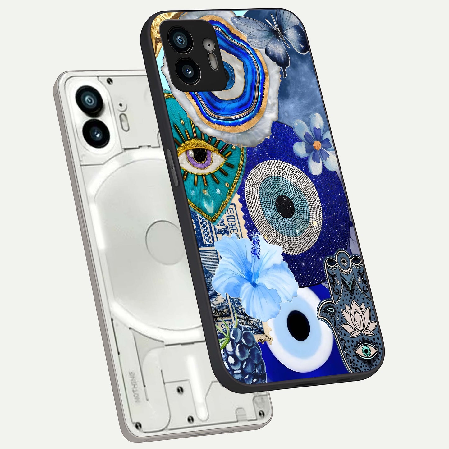  Celestial Blue Vision phone case For Nothing Phone 2 showing premium glass back cover with detailed artwork
