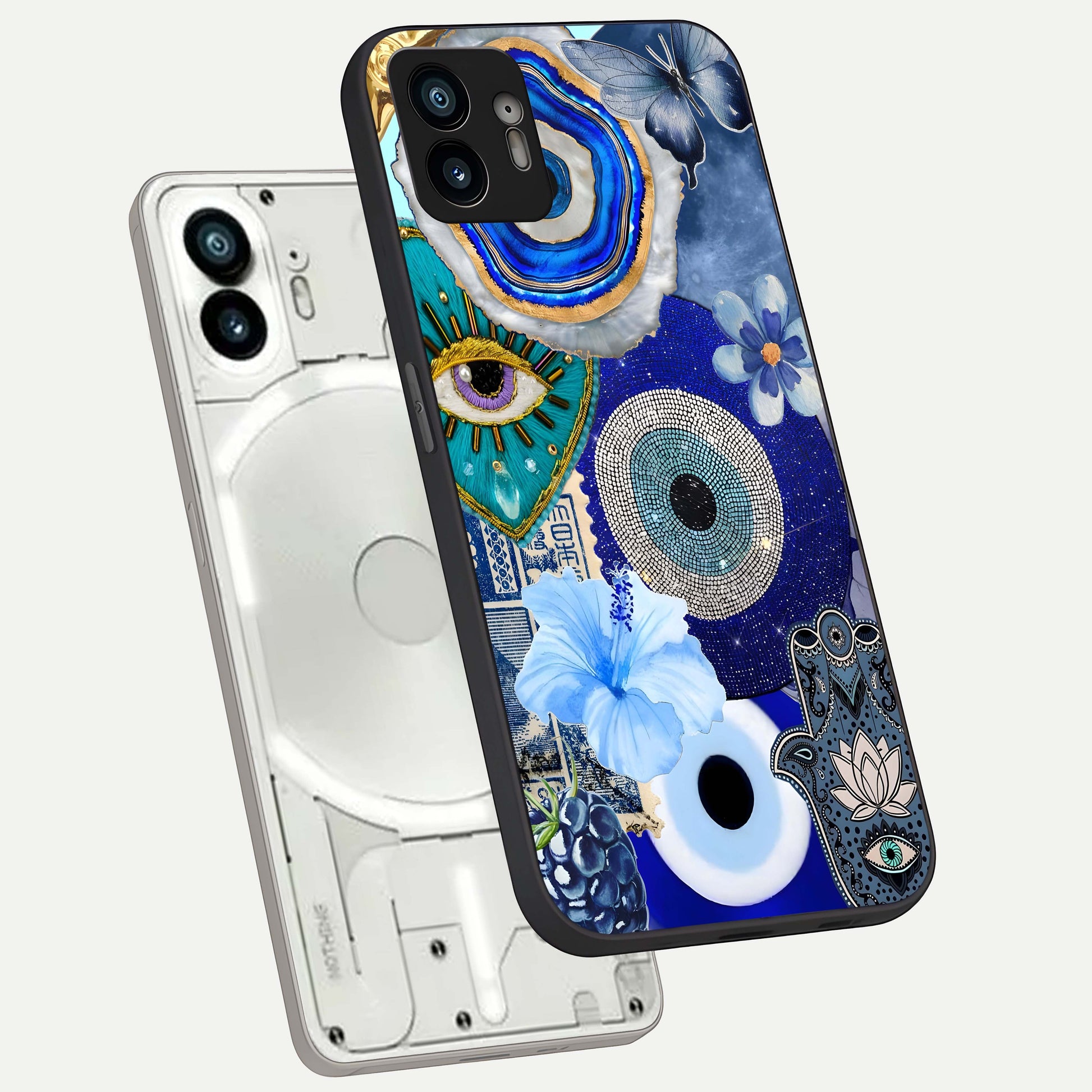  Celestial Blue Vision phone case For Nothing Phone 2 showing premium glass back cover with detailed artwork