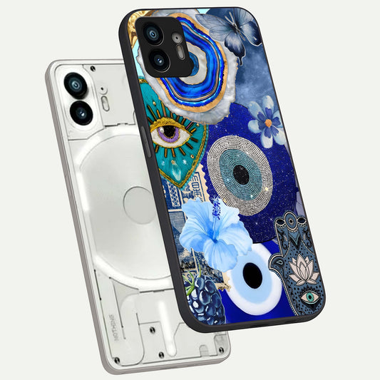  Celestial Blue Vision phone case For Nothing Phone 2 showing premium glass back cover with detailed artwork