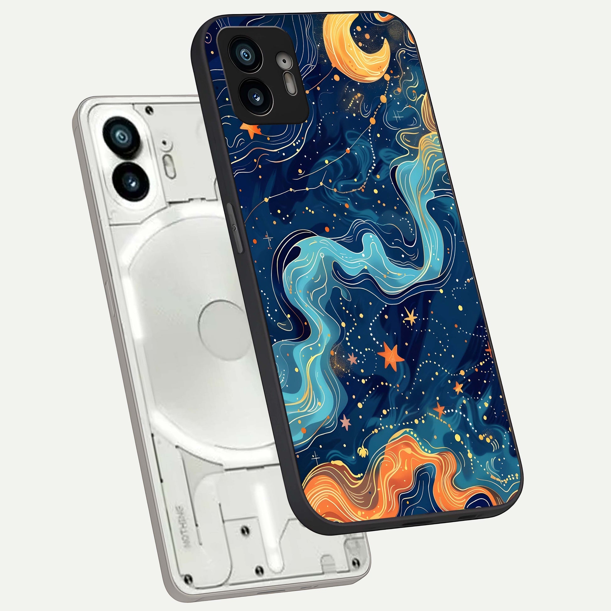 Celestial Dream Flow phone case For Nothing Phone 2 showing premium glass back cover with detailed artwork