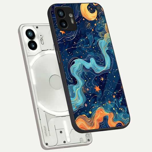  Celestial Dream Flow phone case For Nothing Phone 2 showing premium glass back cover with detailed artwork