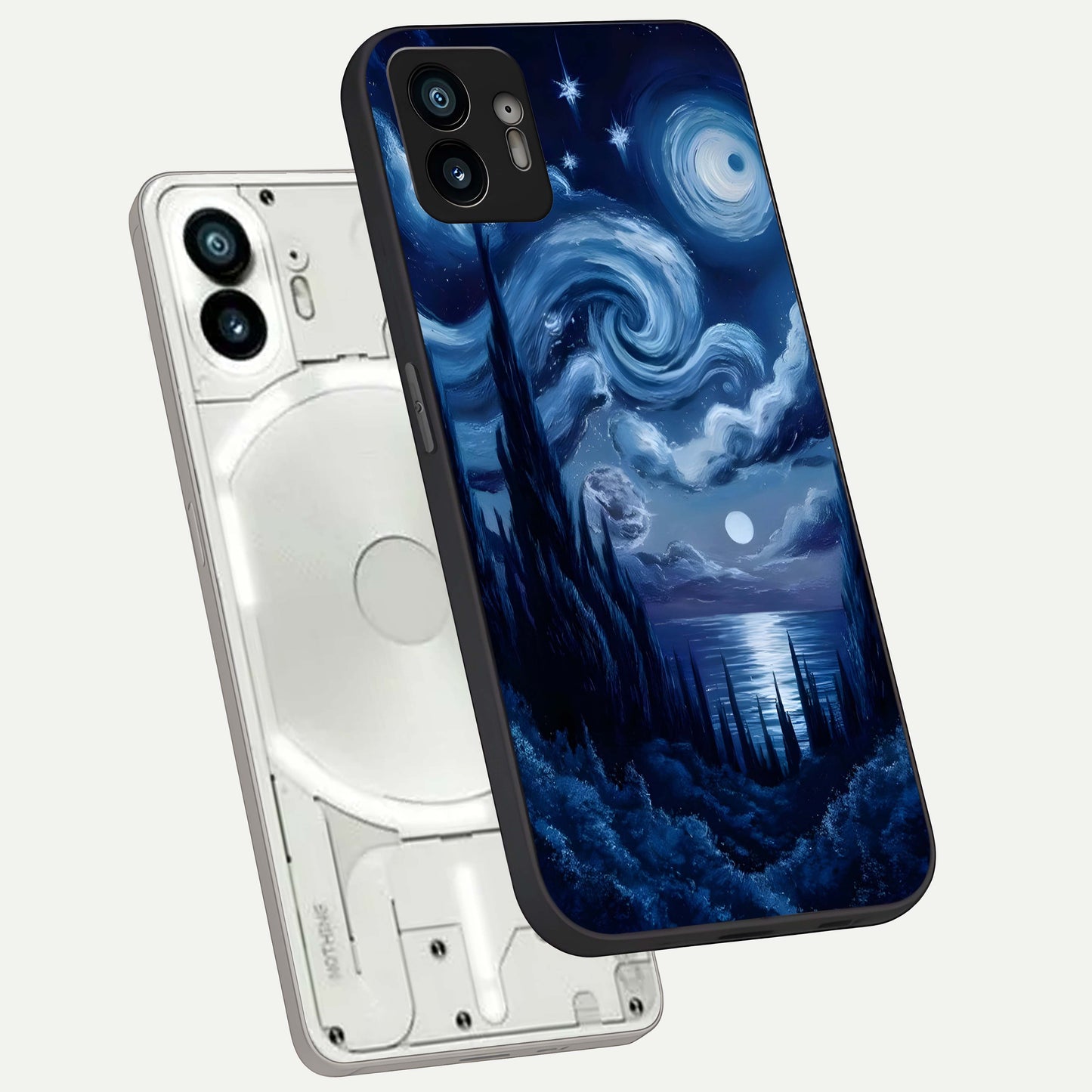  Celestial Dream Van Gogh phone case For Nothing Phone 2 showing premium glass back cover with detailed artwork
