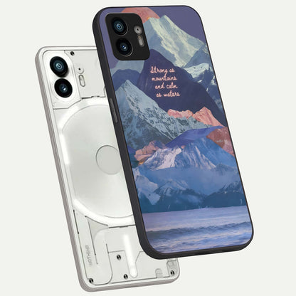  Celestial Mountain Calm phone case For Nothing Phone 2 showing premium glass back cover with detailed artwork