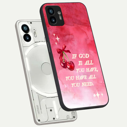  Cherry Quote phone case For Nothing Phone 2 showing premium glass back cover with detailed artwork
