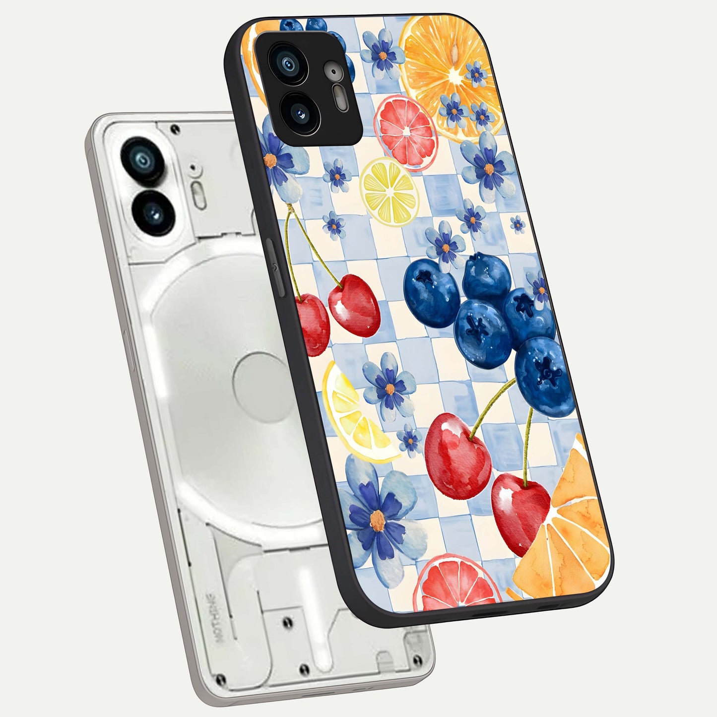  Citrus Bloom Joy phone case For Nothing Phone 2 showing premium glass back cover with detailed artwork