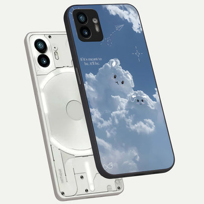  Cloud Bunny Dreams phone case For Nothing Phone 2 showing premium glass back cover with detailed artwork