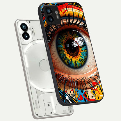  Colorful Eye phone case For Nothing Phone 2 showing premium glass back cover with detailed artwork