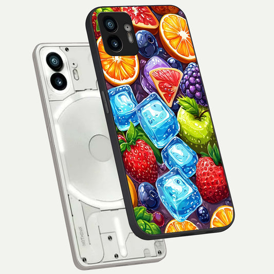  Colorful Fruits with Ice phone case For Nothing Phone 2 showing premium glass back cover with detailed artwork