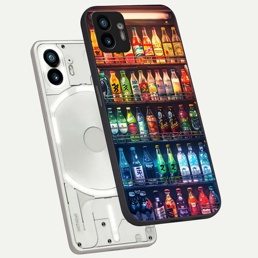  Colorful Soda Bottles phone case For Nothing Phone 2 showing premium glass back cover with detailed artwork