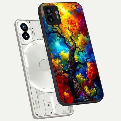  Colorfull Tree phone case For Nothing Phone 2 showing premium glass back cover with detailed artwork