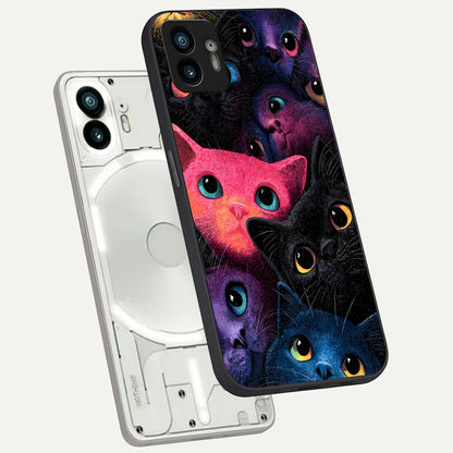  Cosmic Cats Dreams phone case For Nothing Phone 2 showing premium glass back cover with detailed artwork
