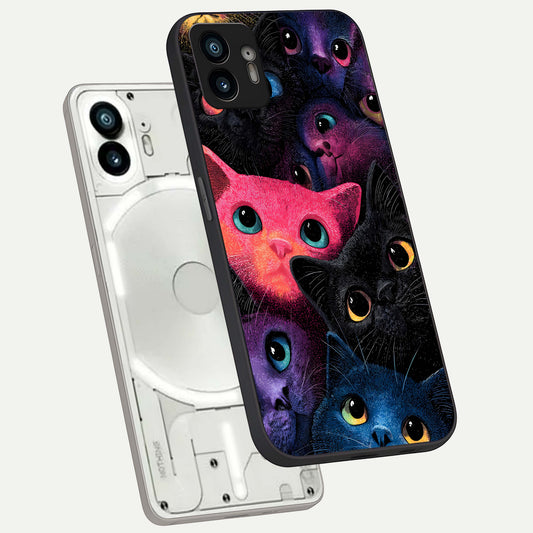  Cosmic Cats Dreams phone case For Nothing Phone 2 showing premium glass back cover with detailed artwork