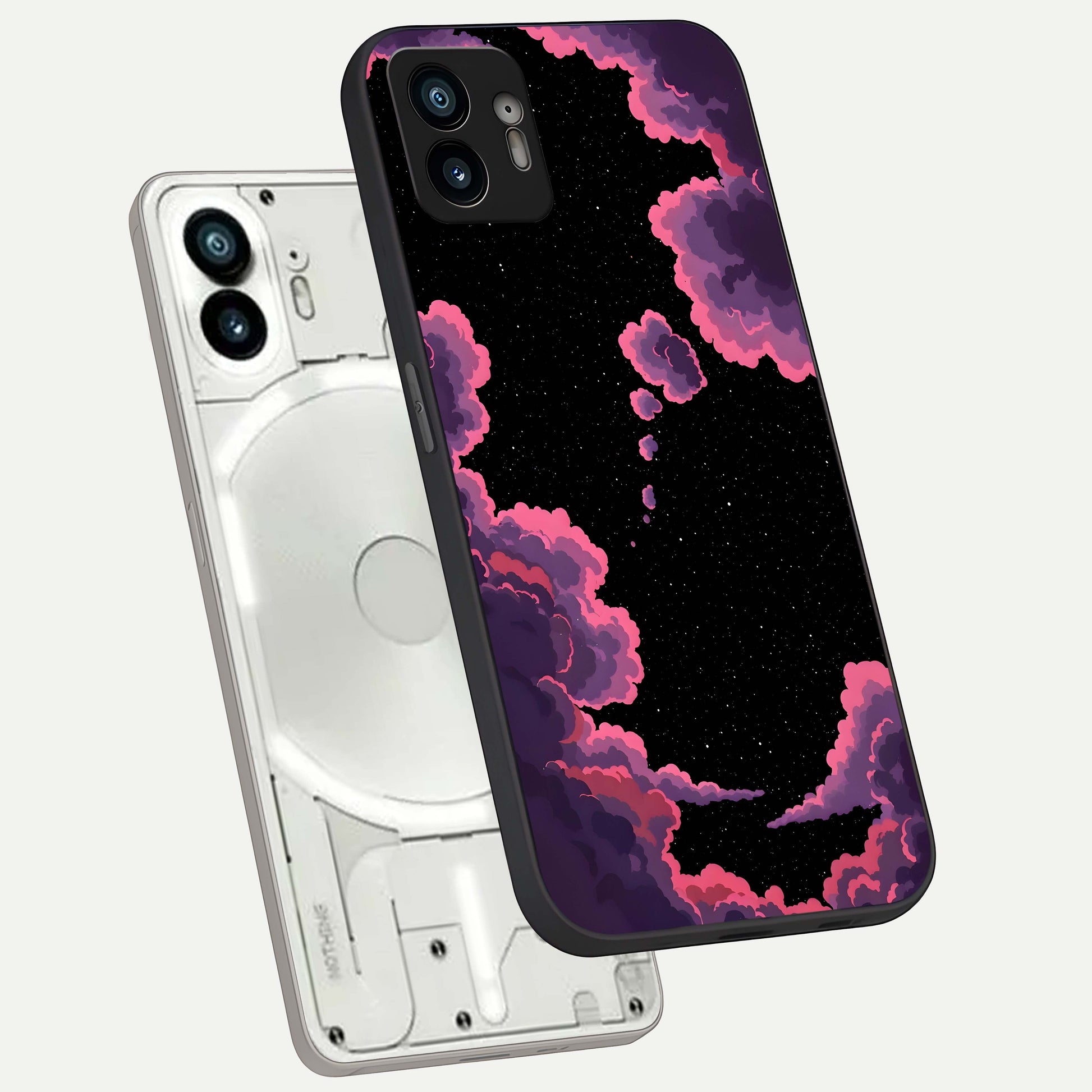  Cosmic Cloud Journey phone case For Nothing Phone 2 showing premium glass back cover with detailed artwork