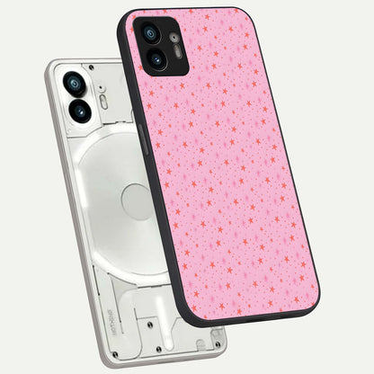  Cosmic Pink Sparkle phone case For Nothing Phone 2 showing premium glass back cover with detailed artwork
