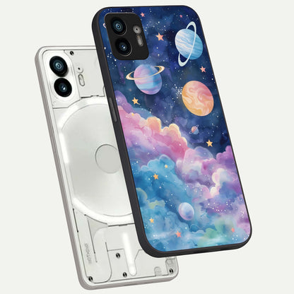  Cosmic Planet Dreams phone case For Nothing Phone 2 showing premium glass back cover with detailed artwork