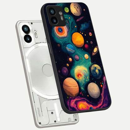  Cosmic Planet Journey phone case For Nothing Phone 2 showing premium glass back cover with detailed artwork