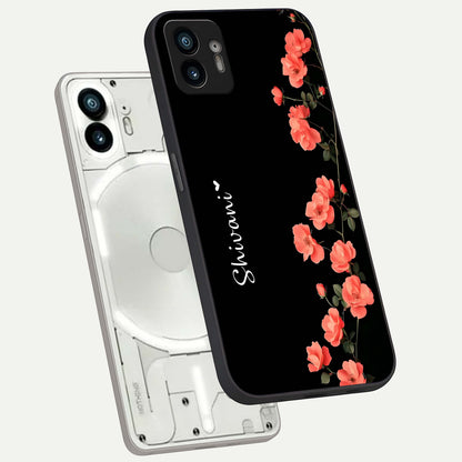  Crimson Bloom Grace Custom Name phone case For Nothing Phone 2 showing premium glass back cover with detailed artwork