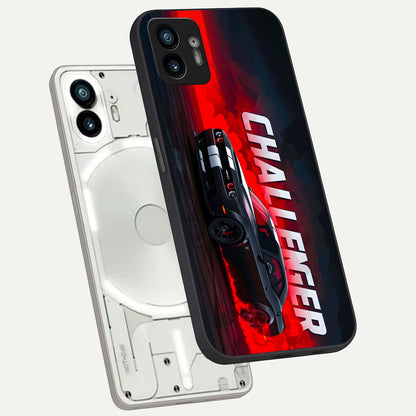  Crimson Challenger Fury phone case For Nothing Phone 2 showing premium glass back cover with detailed artwork