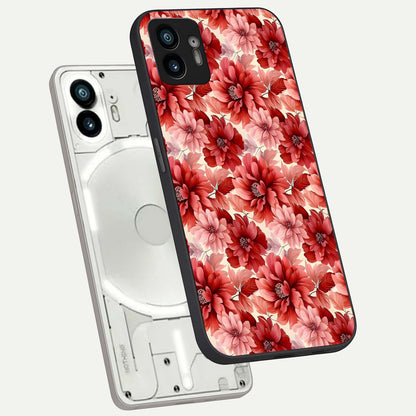  Crimson Love Petals phone case For Nothing Phone 2 showing premium glass back cover with detailed artwork
