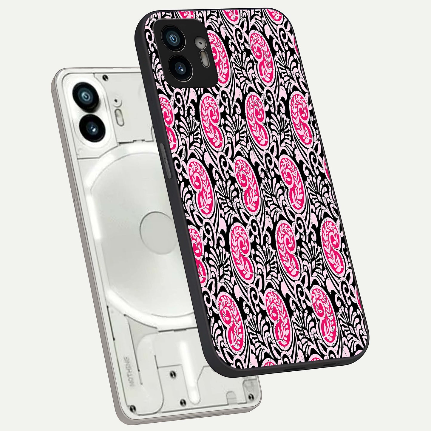  Crimson Paisley Charm phone case For Nothing Phone 2 showing premium glass back cover with detailed artwork