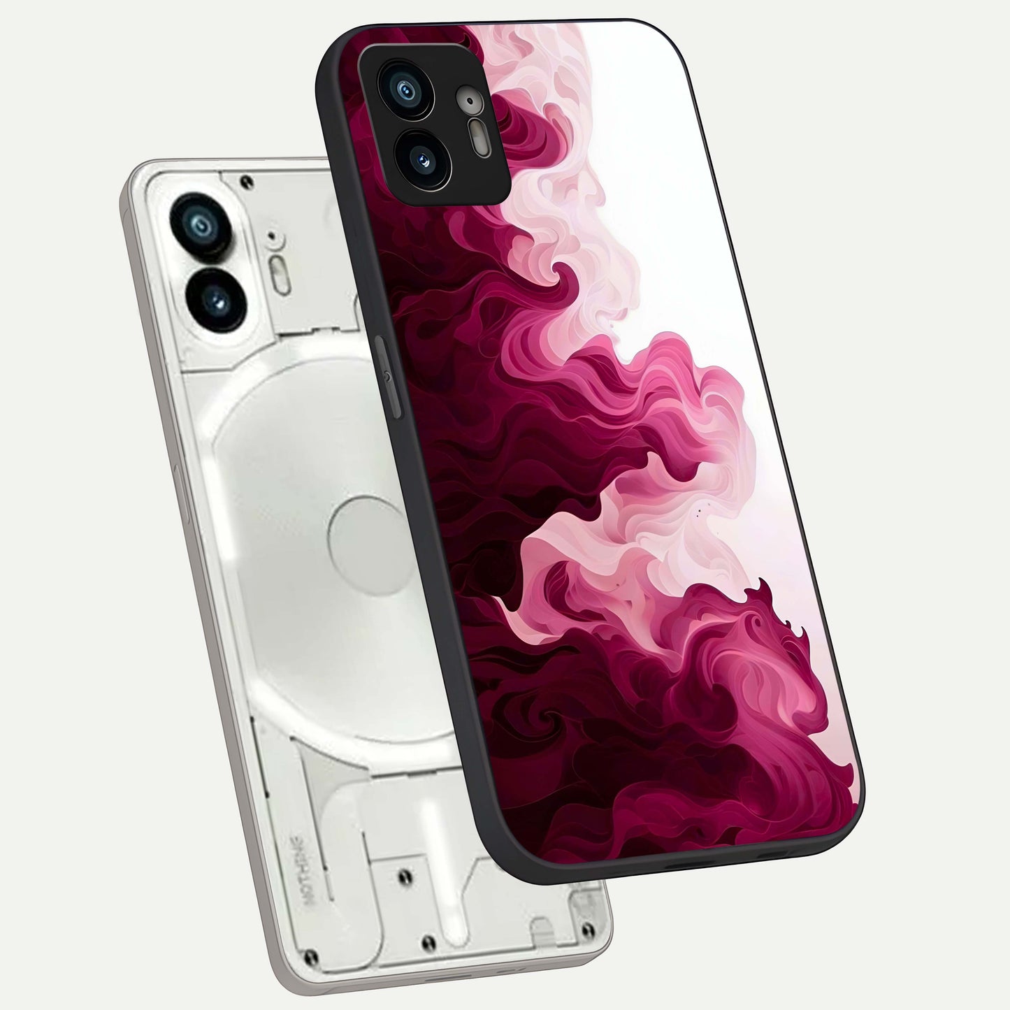  Crimson Wave Flow phone case For Nothing Phone 2 showing premium glass back cover with detailed artwork