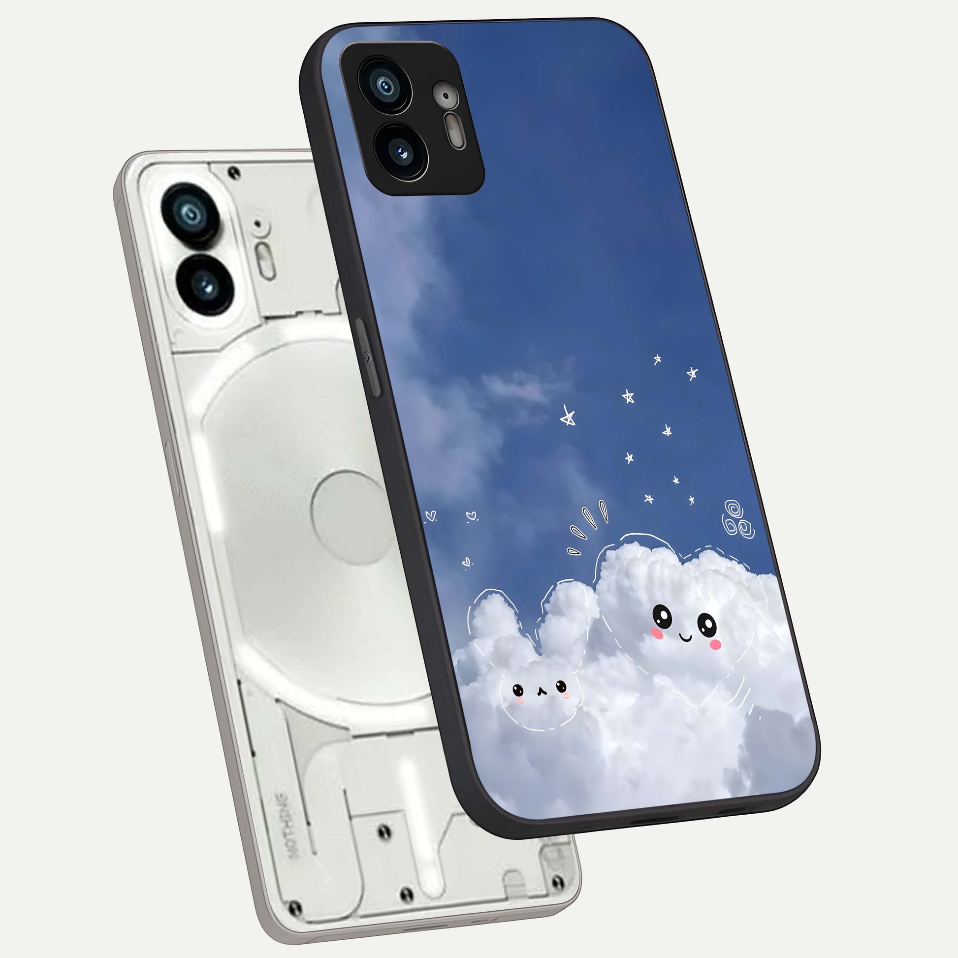  Cute Blossom Cloud phone case For Nothing Phone 2 showing premium glass back cover with detailed artwork