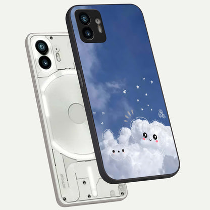  Cute Blossom Cloud phone case For Nothing Phone 2 showing premium glass back cover with detailed artwork