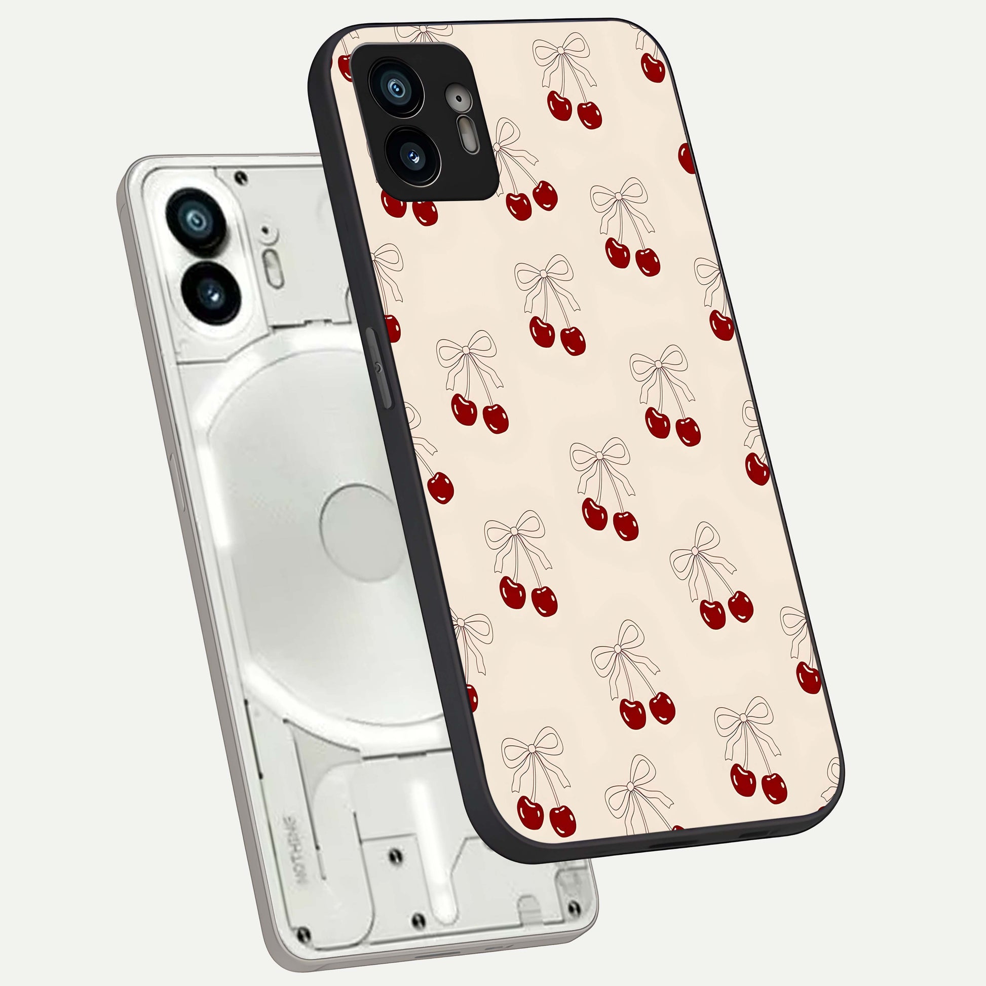  Cute Cherry Pattern phone case For Nothing Phone 2 showing premium glass back cover with detailed artwork