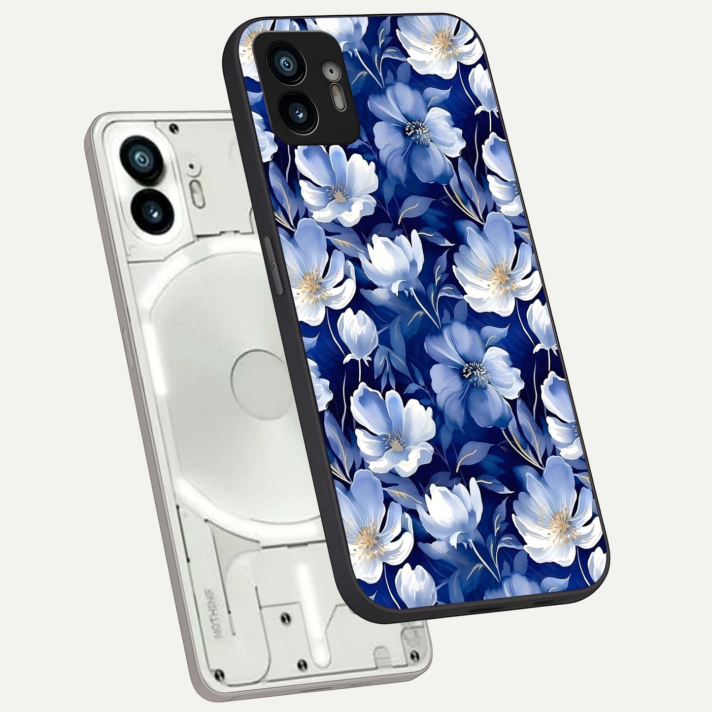  Cute Floral Patterns phone case For Nothing Phone 2 showing premium glass back cover with detailed artwork