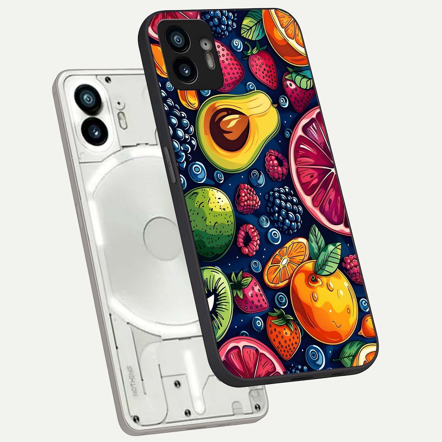  Cute Fruits Art phone case For Nothing Phone 2 showing premium glass back cover with detailed artwork