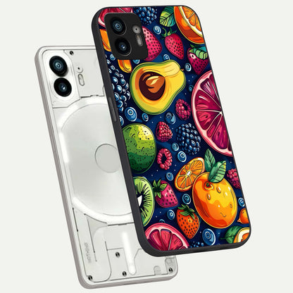  Cute Fruits Art phone case For Nothing Phone 2 showing premium glass back cover with detailed artwork