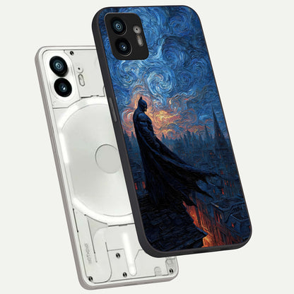  Dark Knight Dusk phone case For Nothing Phone 2 showing premium glass back cover with detailed artwork