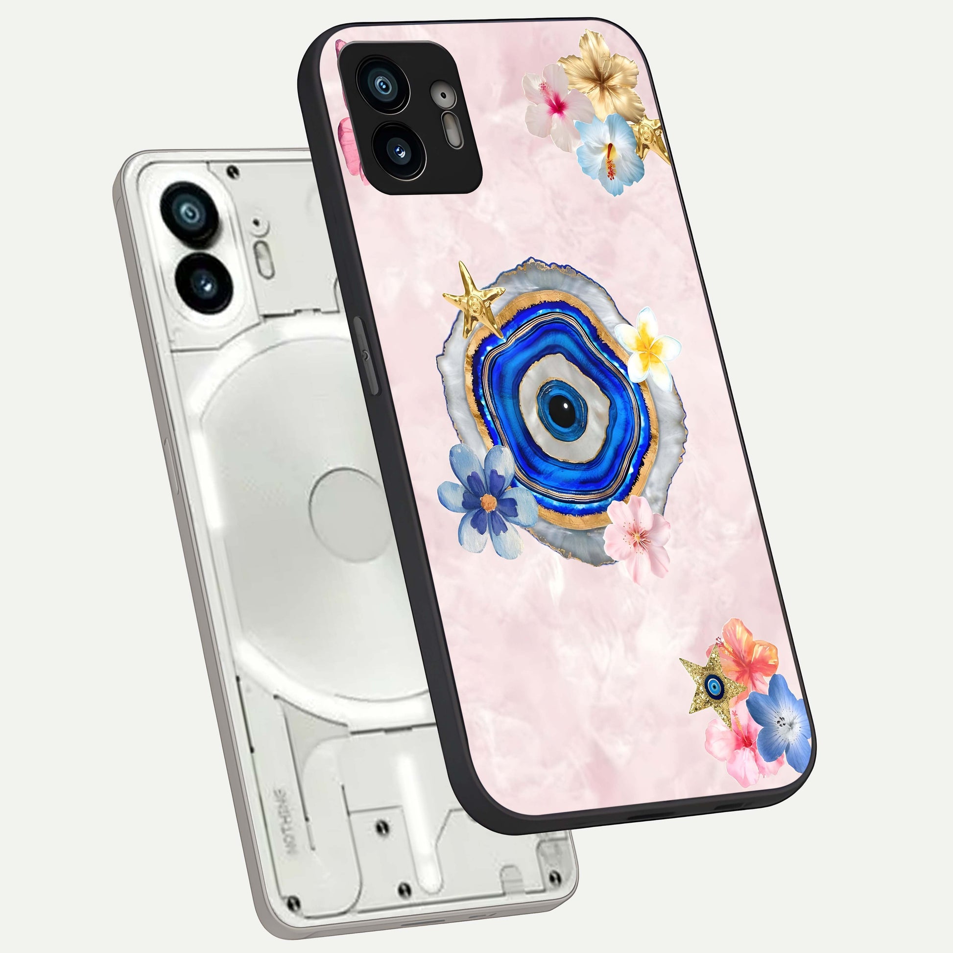  Divine Aura Bloom phone case For Nothing Phone 2 showing premium glass back cover with detailed artwork