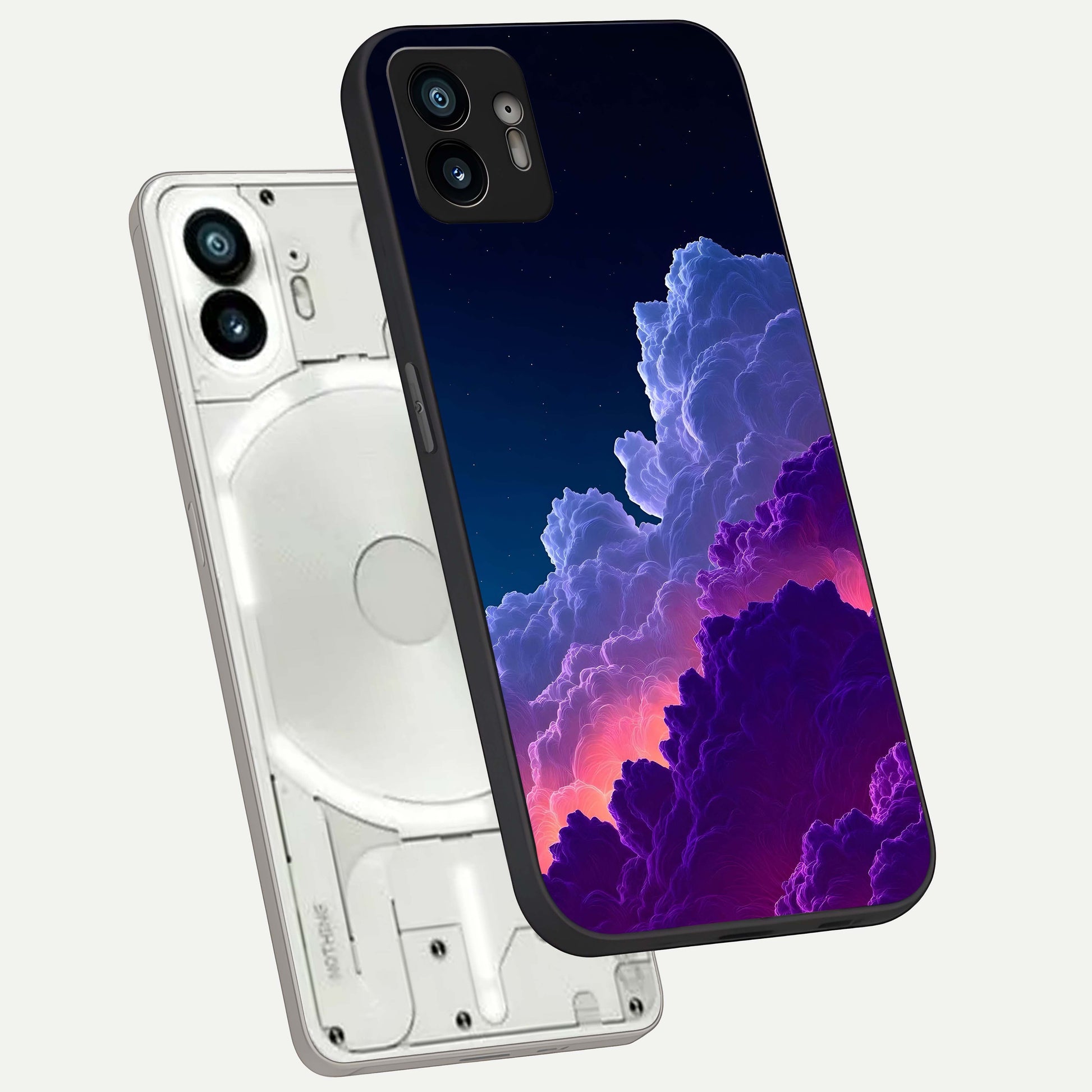  Dreamy Cloud Skies phone case For Nothing Phone 2 showing premium glass back cover with detailed artwork