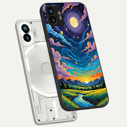 Dreamy Night Landscape phone case For Nothing Phone 2 showing premium glass back cover with detailed artwork