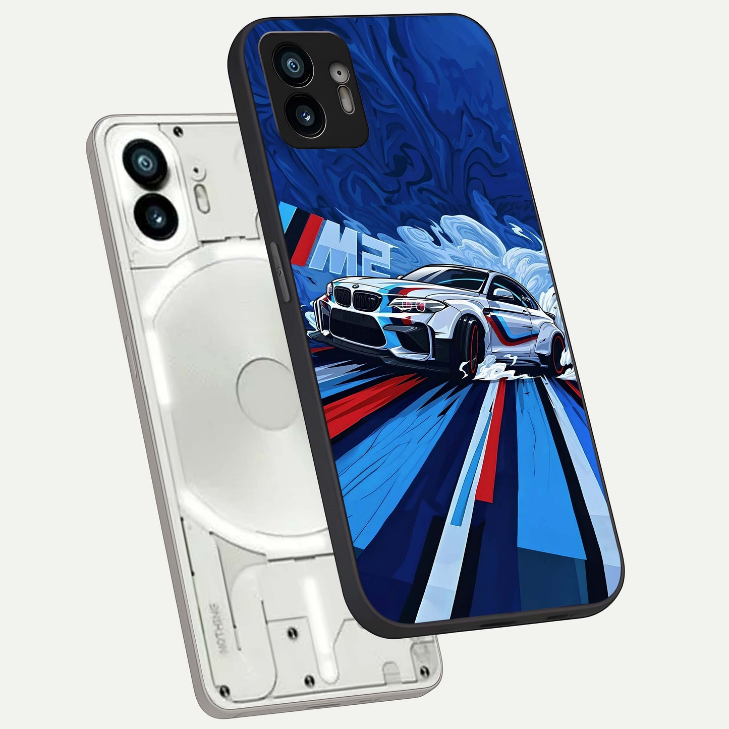  Drift Power Rush phone case For Nothing Phone 2 showing premium glass back cover with detailed artwork