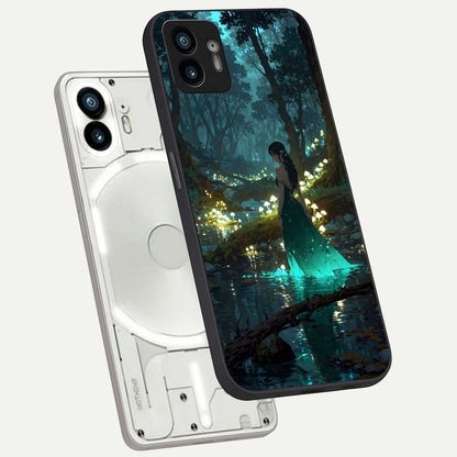  Enchanted Forest Glow phone case For Nothing Phone 2 showing premium glass back cover with detailed artwork