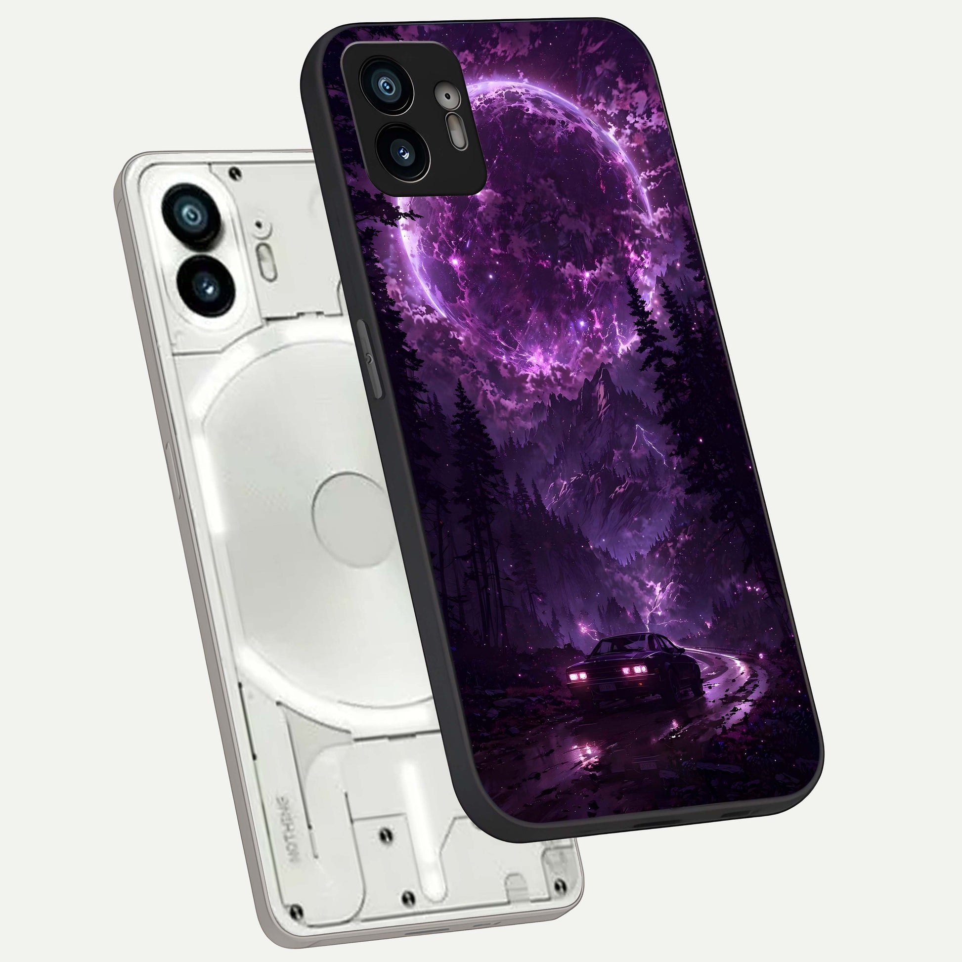  Eternal Cosmic Drive phone case For Nothing Phone 2 showing premium glass back cover with detailed artwork